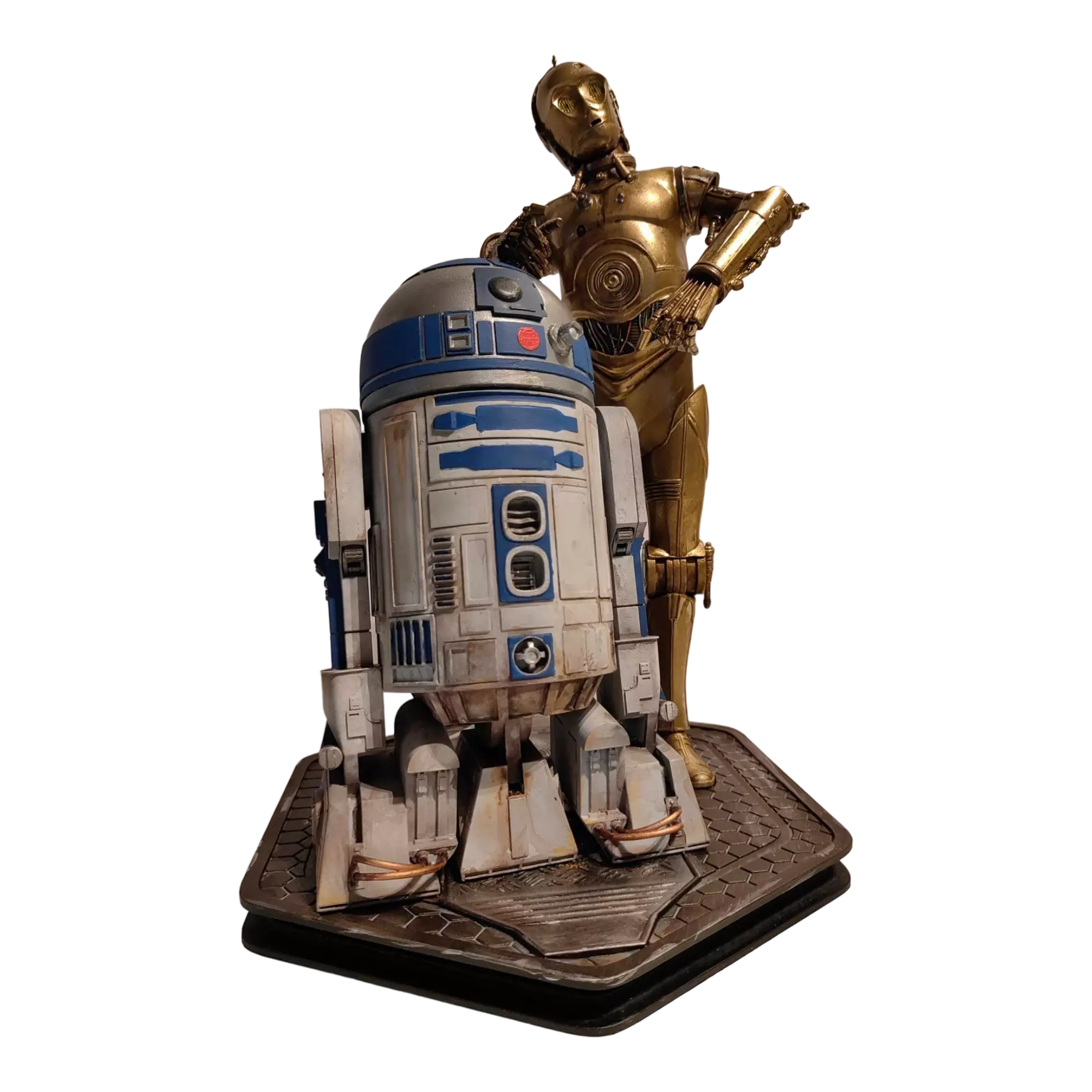 Escultura detalhada de C-3PO e R2-D2 (28cm)
